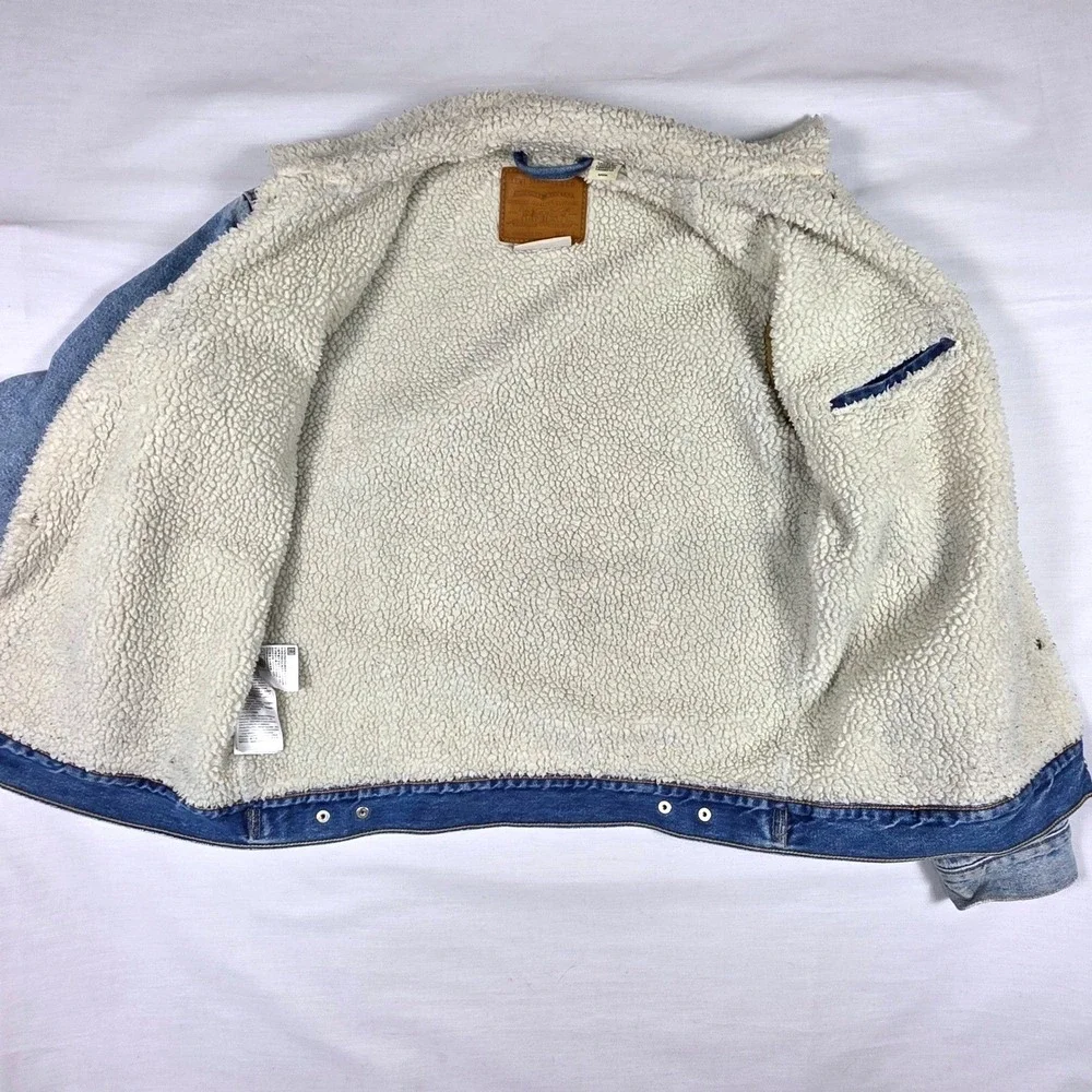 Levi's Vintage Sherpa Lined Denim Trucker Jacket Mens‎ Small Blue Jean Outerwear